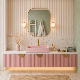 Umyvadlo REA GOYA PINK na desku 60 CM - konglomerát