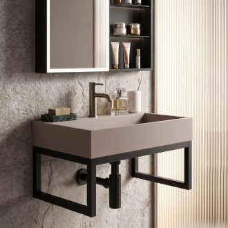 Umyvadlo z litého mramoru Rea GOYA TAUPE 50CM + konzole