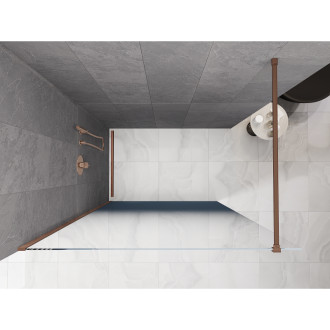 Mexen Kioto Sprchová zástěna 80 x 200 cm, modrá ombré 8 mm, kartáčovaná měď - 800-080-101-65-46