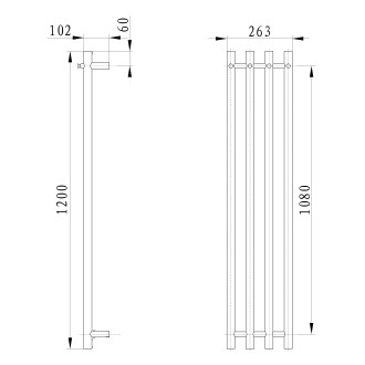 PAPINADO elektrický sušák ručníků 263x1200mm, 85 W, zlatá mat