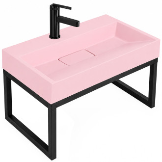 Umyvadlo REA GOYA PINK na desku 60 CM konglomerát  - konzole