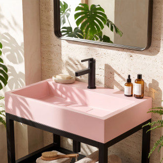 Umyvadlo REA GOYA PINK na desku 60 CM konglomerát  - konzole