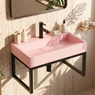 Umyvadlo REA GOYA PINK na desku 60 CM konglomerát  - konzole