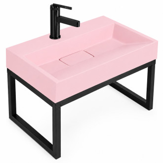 Umyvadlo REA GOYA PINK na desku 60 CM konglomerát  - konzole
