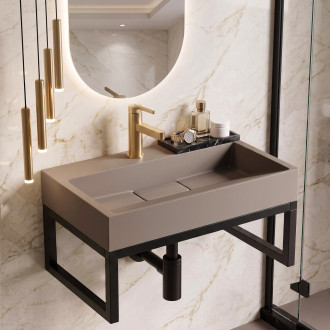REA Umyvadlo z litého mramoru GOYA TAUPE 60CM + konzole KPL-U4413