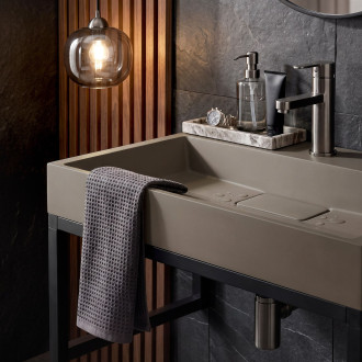 Umyvadlo z litého mramoru Rea GOYA TAUPE 60CM + konzole