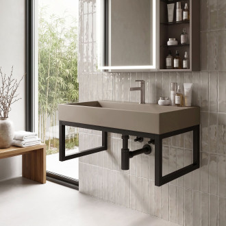Umyvadlo z litého mramoru Rea GOYA TAUPE 70CM + konzole