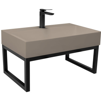 Umyvadlo z litého mramoru Rea GOYA TAUPE 70CM + konzole