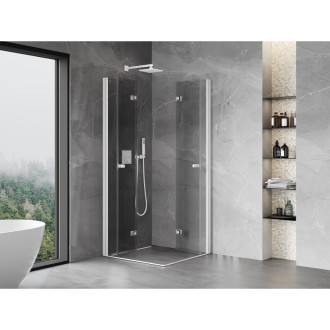 Sprchový kout Mexen Mist-F Duo skládací 110 x 110 cm, průhledný, bílý - 8A6-110L-110P-20-00