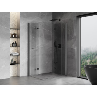 Sprchový kout Mexen Mist-F Duo skládací pravý 70 x 80 cm, průhledný, kartáčovaná pistole gray - 8A6-070L-080P-66-00