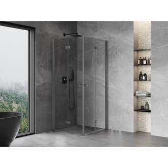 Sprchový kout Mexen Mist-F Duo skládací 80 x 80 cm, průhledný, kartáčovaná pistole gray - 8A6-080L-080P-66-00