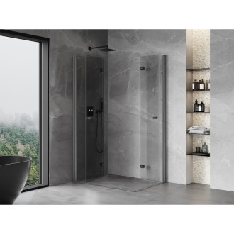 Sprchový kout Mexen Mist-F Duo skládací levý 100 x 95 cm, průhledný, kartáčovaná pistole gray - 8A6-100L-095P-66-00