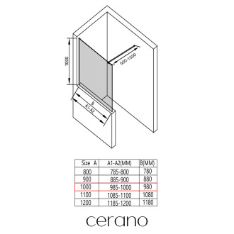 CERANO - Sprchová zástěna Walk-in Onyx Half Cube L/P - 8 mm - hranatá vzpěra - černá matná, transparentní sklo - 100x100 cm