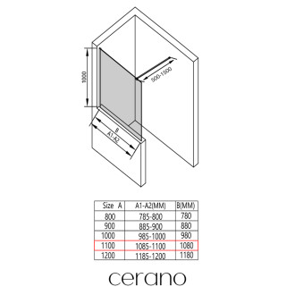 CERANO - Sprchová zástěna Walk-in Onyx Half Cube L/P - 8 mm - hranatá vzpěra - černá matná, transparentní sklo - 110x100 cm