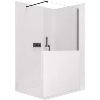 CERANO - Sprchová zástěna Walk-in Onyx Half Cube L/P - 8 mm - hranatá vzpěra - černá matná, transparentní sklo - 120x100 cm