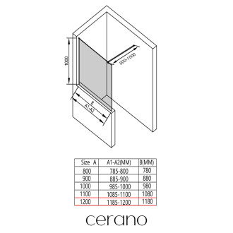 CERANO - Sprchová zástěna Walk-in Onyx Half Cube L/P - 8 mm - hranatá vzpěra - černá matná, transparentní sklo - 120x100 cm