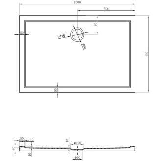 MEXEN - Flow sprchová vanička obdélníková slim 95 x 100, bílá lesk 46R109510