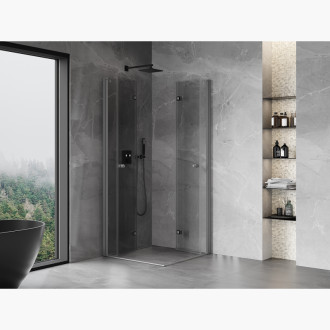 Sprchový kout Mexen Mist-F Duo skládací 90 x 90 cm, průhledný, stříbrná - 8A6-090L-090P-95-00