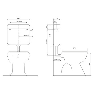 WC kombi, dvojtlačítko 4/8l, zadní odpad, bílá