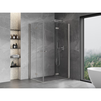 Sprchový kout Mexen Mist-F Duo skládací pravý 70 x 80 cm, průhledný, kartáčovaný nikl - 8A6-070L-080P-97-00