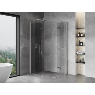 Sprchový kout Mexen Mist-F Duo skládací levý 100 x 85 cm, průhledný, kartáčovaný nikl - 8A6-100L-085P-97-00