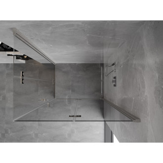 Sprchový kout Mexen Mist-F Duo skládací pravý 75 x 90 cm, průhledný, kartáčovaný nikl - 8A6-075L-090P-97-00