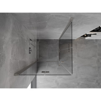 Sprchový kout Mexen Mist-F Duo skládací 100 x 100 cm, průhledný, kartáčovaný nikl - 8A6-100L-100P-97-00