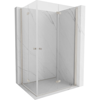 Sprchový kout Mexen Mist-F Duo skládací pravý 85 x 110 cm, průhledný, kartáčovaný nikl - 8A6-085L-110P-97-00