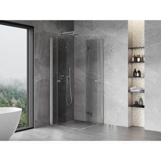 Sprchový kout Mexen Mist-F Duo skládací 105 x 105 cm, průhledný, kartáčovaný nikl - 8A6-105L-105P-97-00