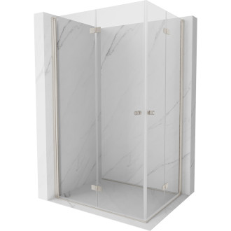 Sprchový kout Mexen Mist-F Duo skládací levý 115 x 110 cm, průhledný, kartáčovaný nikl - 8A6-115L-110P-97-00