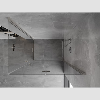 Sprchový kout Mexen Mist-F Duo skládací pravý 85 x 115 cm, průhledný, kartáčovaný nikl - 8A6-085L-115P-97-00