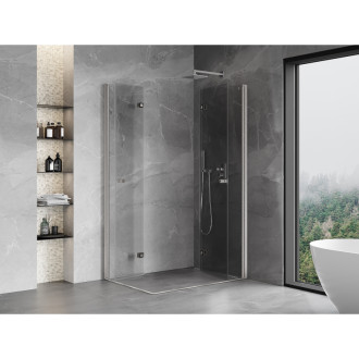 Sprchový kout Mexen Mist-F Duo skládací pravý 95 x 115 cm, průhledný, kartáčovaný nikl - 8A6-095L-115P-97-00