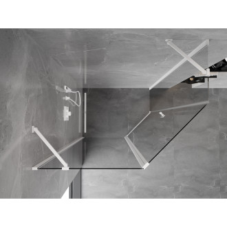 Mexen Mist pětiúhelníkový asymetrický výklopný sprchový kout 100 x 80 cm, průhledný, bílý - 8A8-100-080-20-00