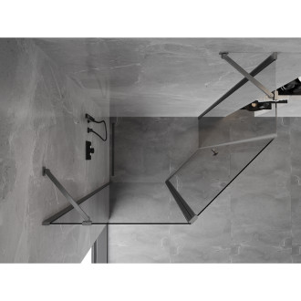 Sprchový kout Mexen Mist s pětiúhelníkovým výklopným mechanismem 80 x 80 cm, průhledný, kartáčovaná pistolově šedá - 8A8-080-080-66-00