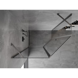 Mexen Mist pětiúhelníkový asymetrický výklopný sprchový kout 90 x 80 cm, průhledný, stříbrná metalíza - 8A8-090-080-95-00