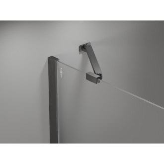Mexen Mist pětiúhelníkový asymetrický výklopný sprchový kout 80 x 90 cm, průhledný, stříbrná metalíza - 8A8-080-090-95-00