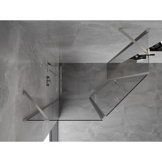 Sprchový kout Mexen Mist s pětiúhelníkovým výklopným mechanismem 80 x 80 cm, průhledný, kartáčovaný nikl - 8A8-080-080-97-00