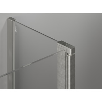 Sprchový kout Mexen Mist s pětiúhelníkovým výklopným mechanismem 80 x 80 cm, průhledný, kartáčovaný nikl - 8A8-080-080-97-00