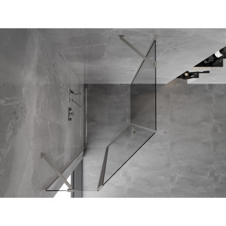 Mexen Mist pětiúhelníkový asymetrický výklopný sprchový kout 80 x 100 cm, průhledný, kartáčovaný nikl - 8A8-080-100-97-00