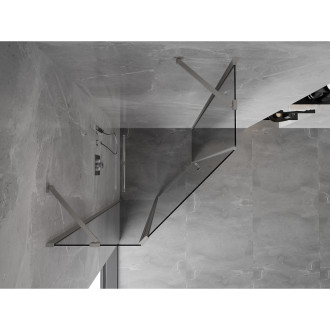 Sprchový kout Mexen Mist s pětiúhelníkovým výklopným mechanismem 90 x 90 cm, průhledný, kartáčovaný nikl - 8A8-090-090-97-00