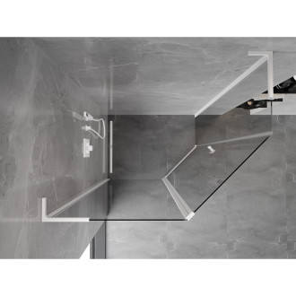 Mexen Mist L pětiúhelníkový asymetrický výklopný sprchový kout 90 x 80 cm, průhledný, bílý - 8A8L-090-080-20-00