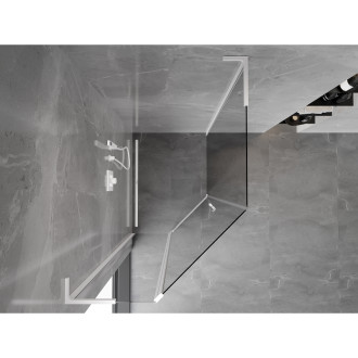 Mexen Mist L pětiúhelníkový asymetrický výklopný sprchový kout 80 x 100 cm, průhledný, bílý - 8A8L-080-100-20-00