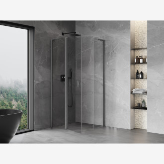 Sprchový kout Mexen Mist L pětiúhelníkový výklopný 80 x 80 cm, průhledný, bílý - 8A8L-080-080-20-00