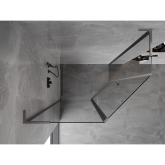 Mexen Mist L pětiúhelníkový výklopný sprchový kout 80 x 80 cm, průhledný, kartáčovaná pistolově šedá - 8A8L-080-080-66-00