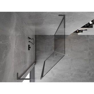 Mexen Mist L pětiúhelníkový asymetrický výklopný sprchový kout 80x90 cm transparentní, kartáčovaný, pistole šedý - 8A8L-080-090-66-00