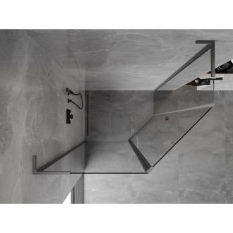 Mexen Mist L pětiúhelníkový asymetrický výklopný sprchový kout 90 x 80 cm, průhledný, stříbrná metalíza - 8A8L-090-080-95-00