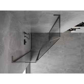 Mexen Mist L pětiúhelníkový výklopný sprchový kout 80 x 80 cm, průhledný, stříbrná metalíza - 8A8L-080-080-95-00