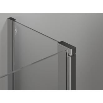 Mexen Mist L pětiúhelníkový výklopný sprchový kout 80 x 80 cm, průhledný, stříbrná metalíza - 8A8L-080-080-95-00