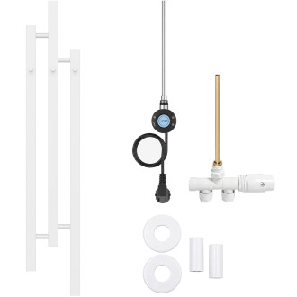 CERANO - Koupelnový radiátorový set Fabiano - kombinované vytápění, wifi tyč - boční jednobodové připojení - 300W - bílá lesklá - 1200x220 mm