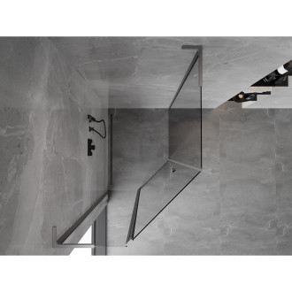 Mexen Mist L pětiúhelníkový asymetrický výklopný sprchový kout 80 x 90 cm, průhledný, stříbrná metalíza - 8A8L-080-090-95-00
